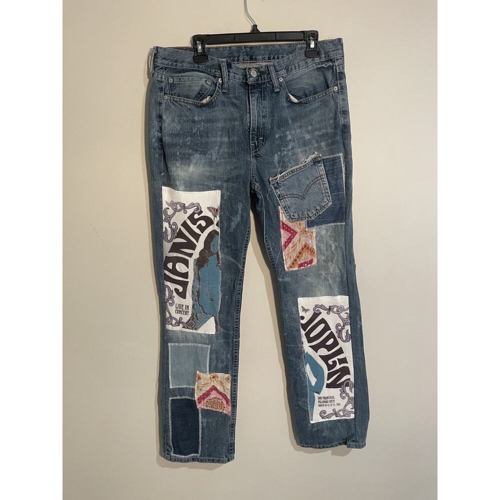 Levi's 514 x The Bunny Stitch Co. Straight Leg 34x30 Janis‎ Joplin Patchwork